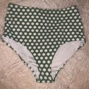 Aerie Green Polka Dot High Waist Bikini Bottoms